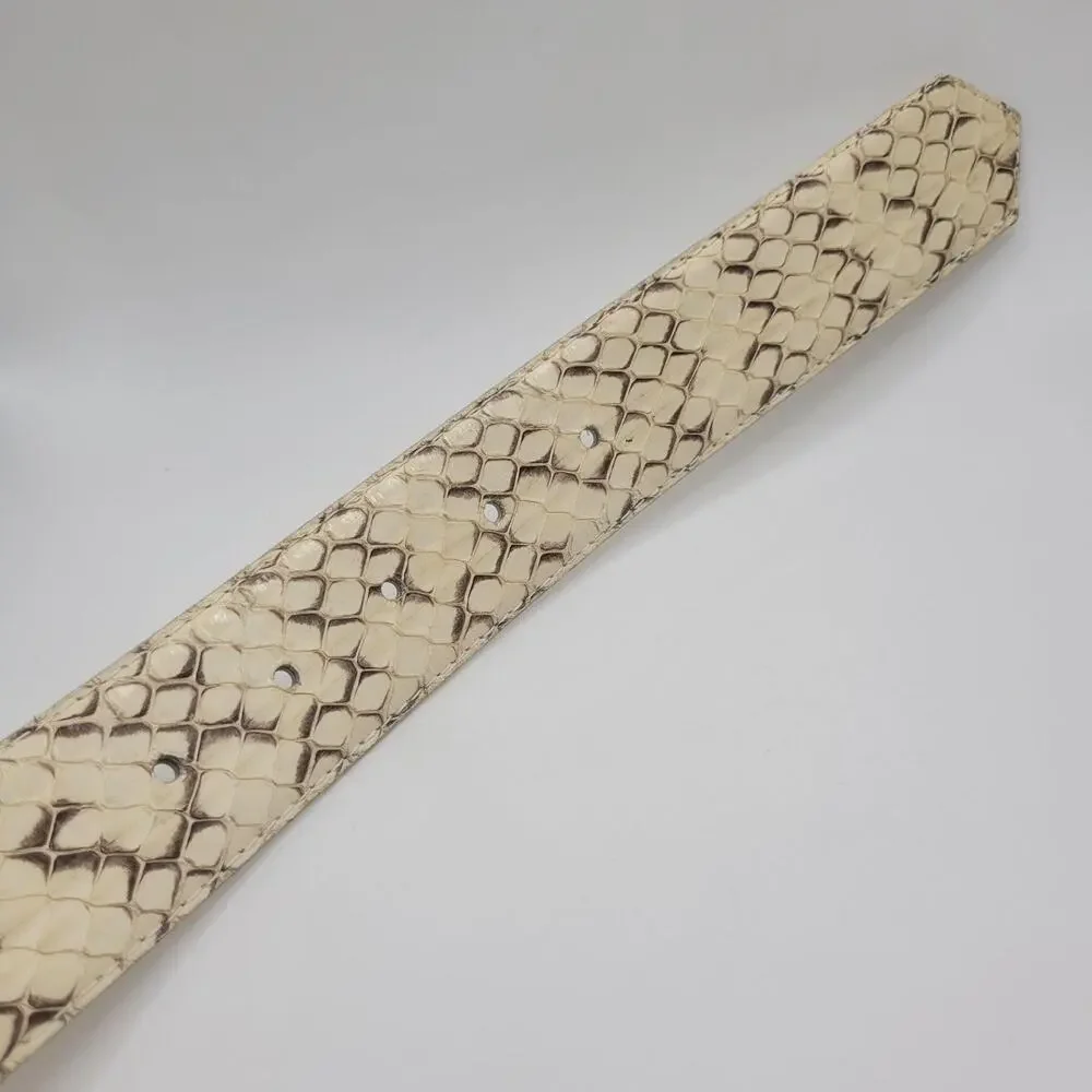 VTG The Ritz Belt Small Beige Snakeskin Leather Waist Animal Print Statement 80s